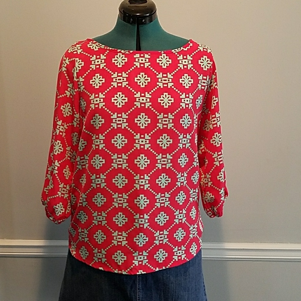 Blue Sketch Blouse Size Medium